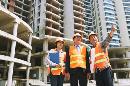 Showing construction siteの写真素材