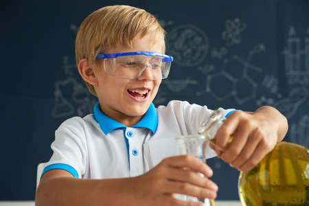 Enjoying chemistry classの写真素材