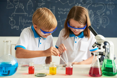 Children working in laboratoryの写真素材