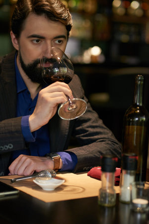 Tasting new wineの写真素材