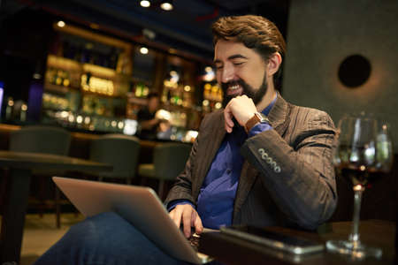 Spending evening in restaurantの写真素材