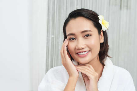Happy client After facialの写真素材