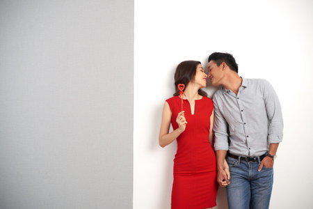 Lovers about to kiss