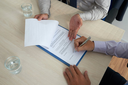 Signing papers