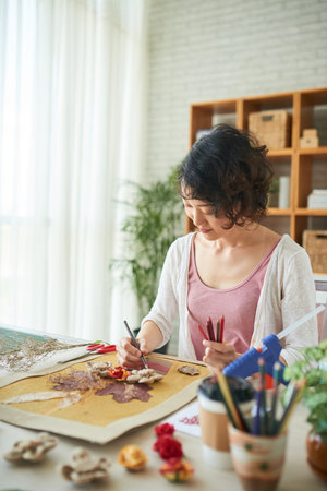 Pretty Woman Expressing Creativityの写真素材