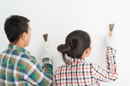 Couple remodeling houseの写真素材