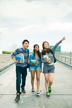 Happy college studentsの写真素材