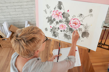 Painting womanの写真素材