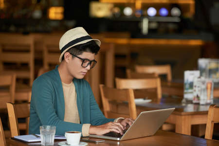 Working on laptopの写真素材