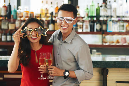 Partying coupleの写真素材