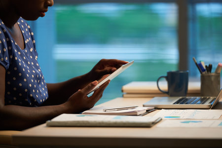 Business lady with tablet computer