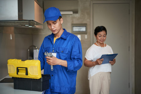 Choosing wrenchの写真素材