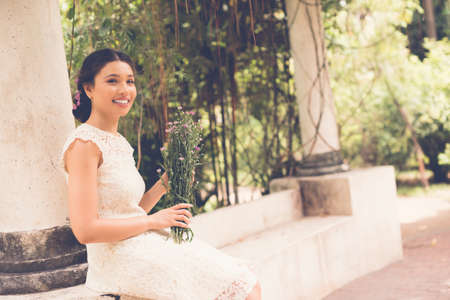 Lovely woman in parkの写真素材
