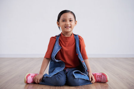 Cheerful cute girlの写真素材