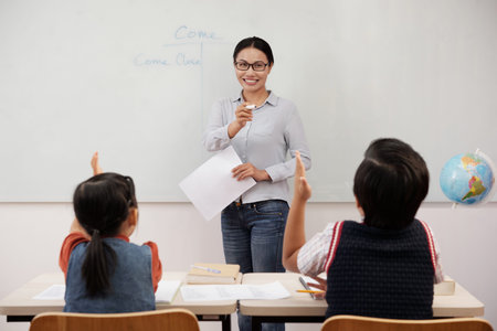 Teacher asking questionの写真素材