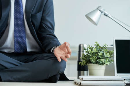Meditating businessmanの写真素材