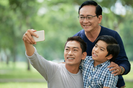 Taking family selfie