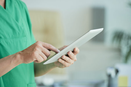 Doctor checking case report