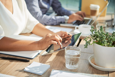 Business lady working on tablet