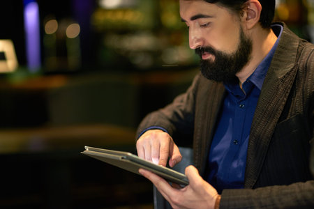 Man using tablet computerの写真素材