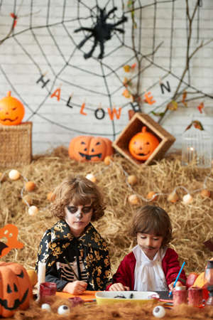 Creating Halloween decorationsの写真素材