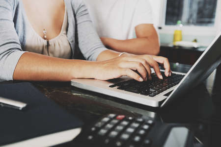 Hands of female freelancerの写真素材