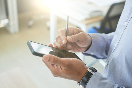 Man using mobile application