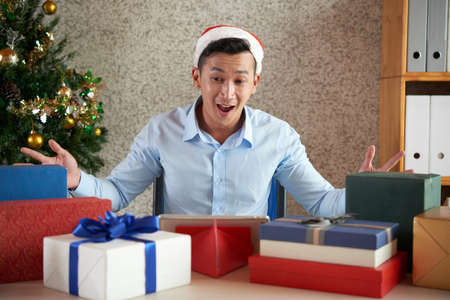 Receiving presentsの写真素材