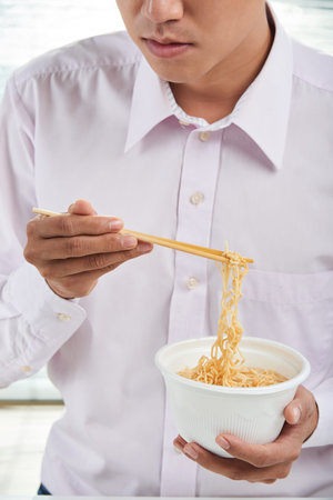 Eating instant noodles