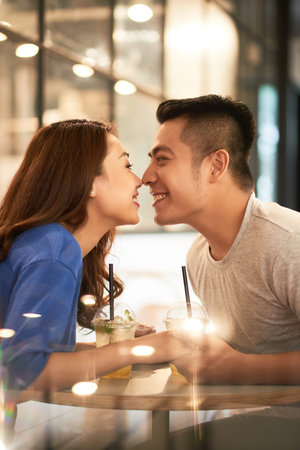 Almost kissing couple