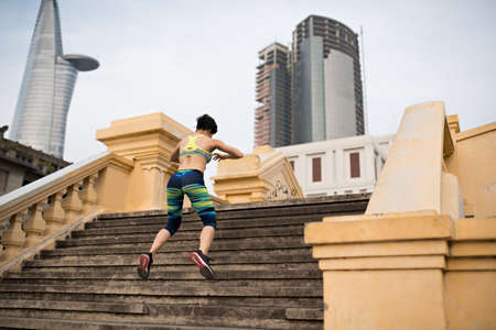 Exercising on stairsの写真素材
