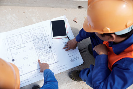Working discussing building of house