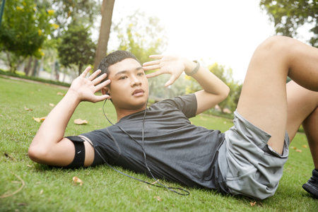 Man exercising in park