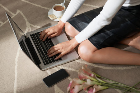 Female blogger writing new post