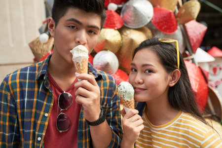 Couple eating ice-cream