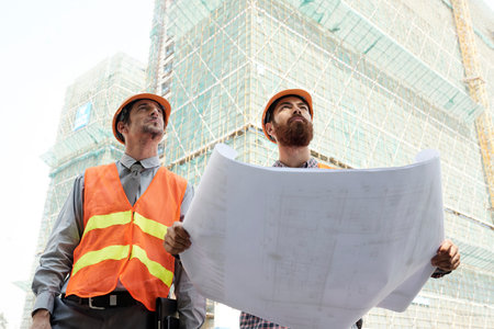 Engineers at construction site