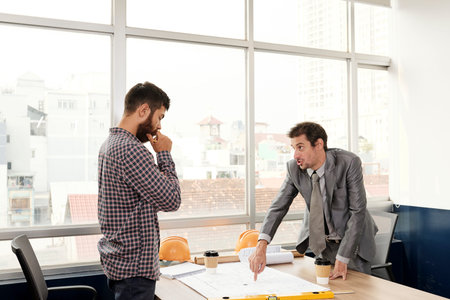 Boss unhappy with blueprint of civil engineer