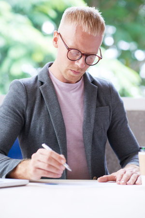 Businessman working on project