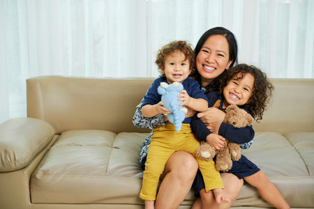 Joyful mother of two