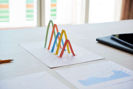 Financial paper chart on table in office of successful companyの写真素材