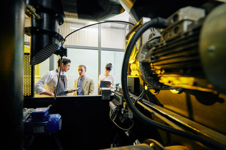 Coffee roastery manager having meeting with potential investors and discussing details of work