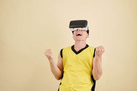 Man winning in videogameの写真素材
