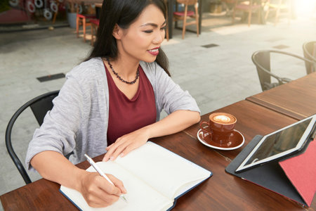 Woman watching webinarの写真素材