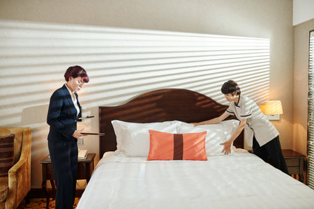 Preparing room for guestの写真素材