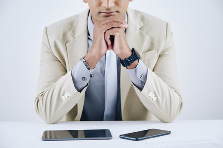 Pensive young businessmanの写真素材