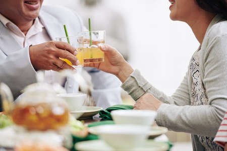 Guests at family dinnerの写真素材