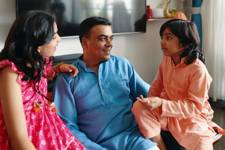Dad Talking To His Children
