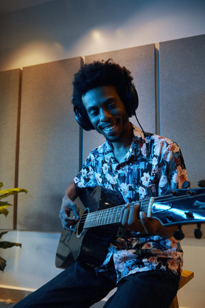 African American Guitarist Playing Guitar