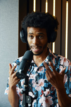 Vocalist Singing At The Microphone