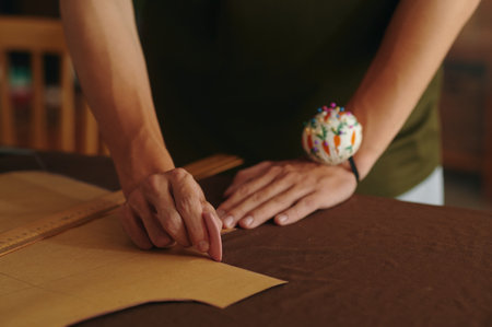 Tailor Using Pattern To Sewの写真素材